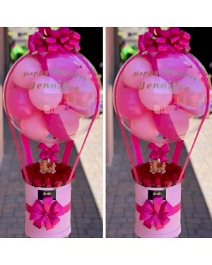 Balonlu Kutuda Gül - Fuşya
