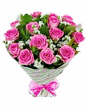 15 Adet İthal Fuşya Gül Buketi