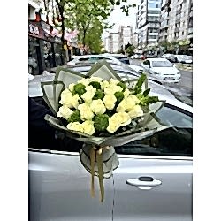 25 Beyaz Gül Buketi